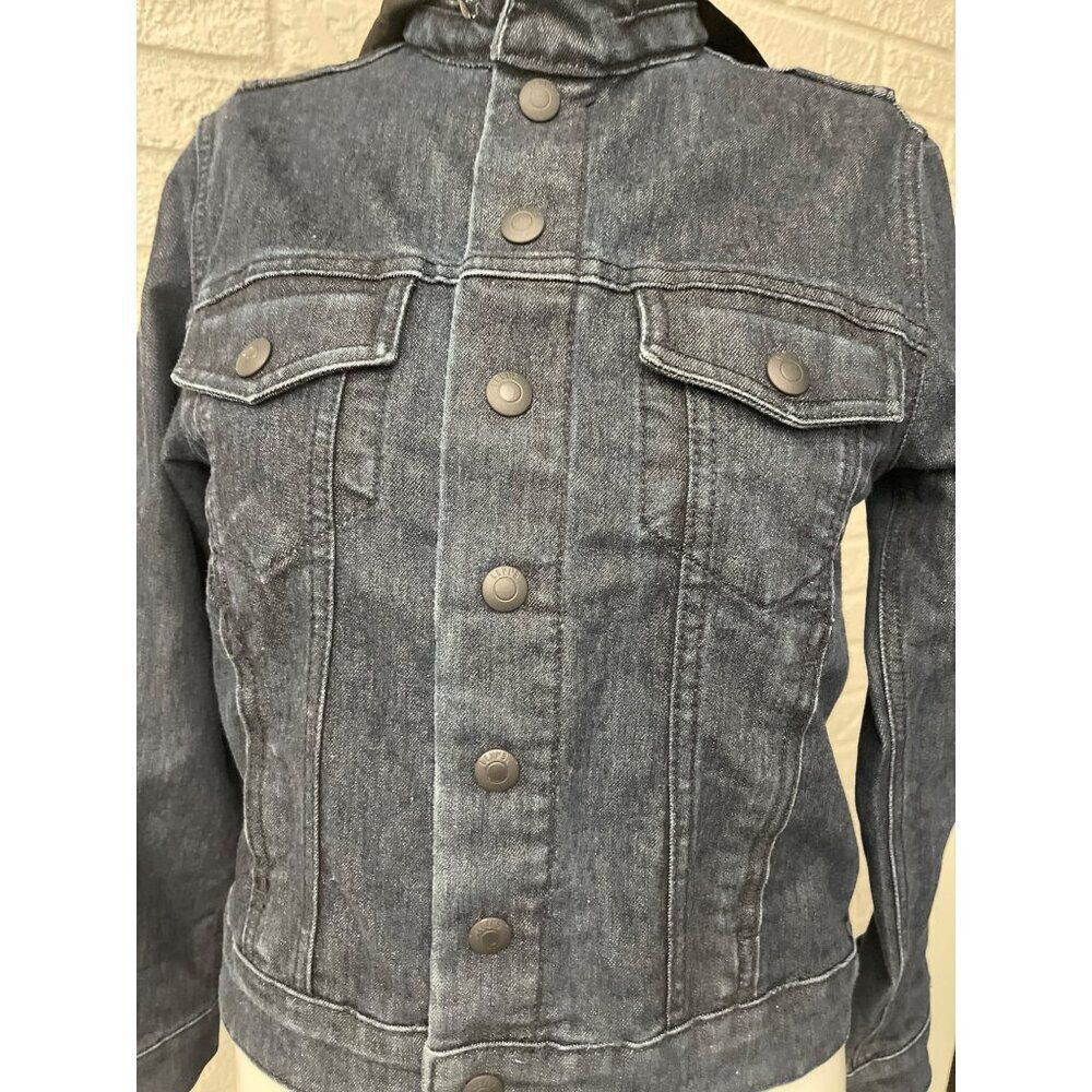 Levi Strauss & Co Women Long Sleeve Blue Denim Trucker Hoodie Jacket Size M - Picture 7 of 15